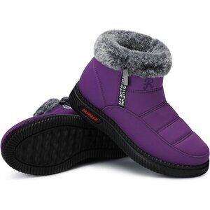 〽️Women's 07-purple TEMOFON Winter Snow Waterproof Warm Fur Lined Ankle Boots